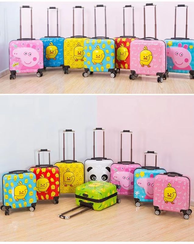 Venta caliente de abdominales baratos niños bolso de equipaje de viaje carro de 18 pulgadas personaje de dibujos animados equipaje niño