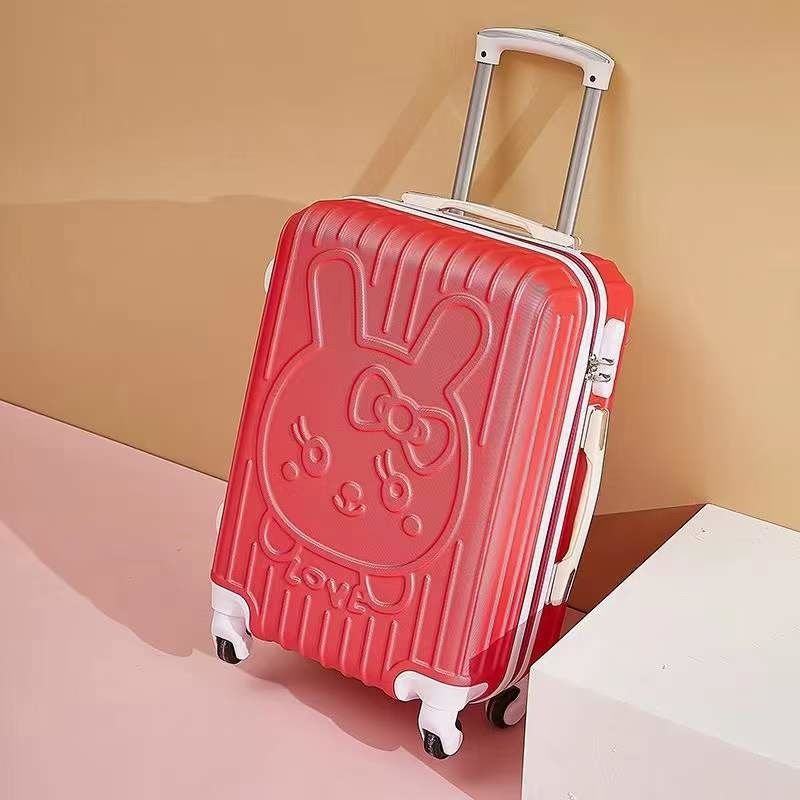 Bolsas de equipaje ABS de dibujos animados baratos 14 20 24 pulgadas Bolsas de viaje de carrito 4 ruedas maleta de equipaje con cerradura combinada