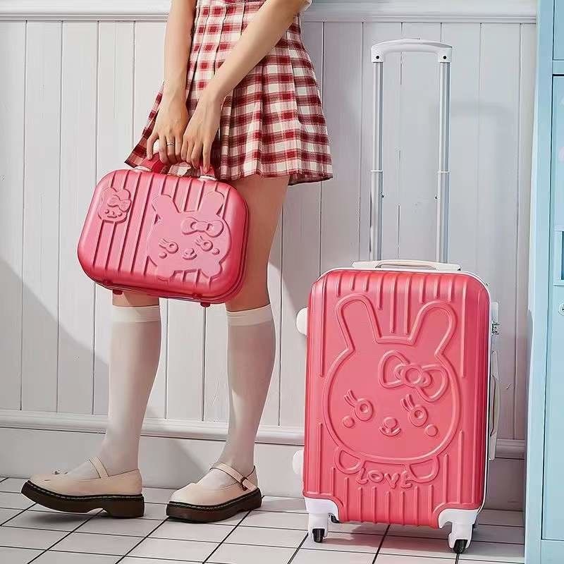 Bolsas de equipaje ABS de dibujos animados baratos 14 20 24 pulgadas Bolsas de viaje de carrito 4 ruedas maleta de equipaje con cerradura combinada
