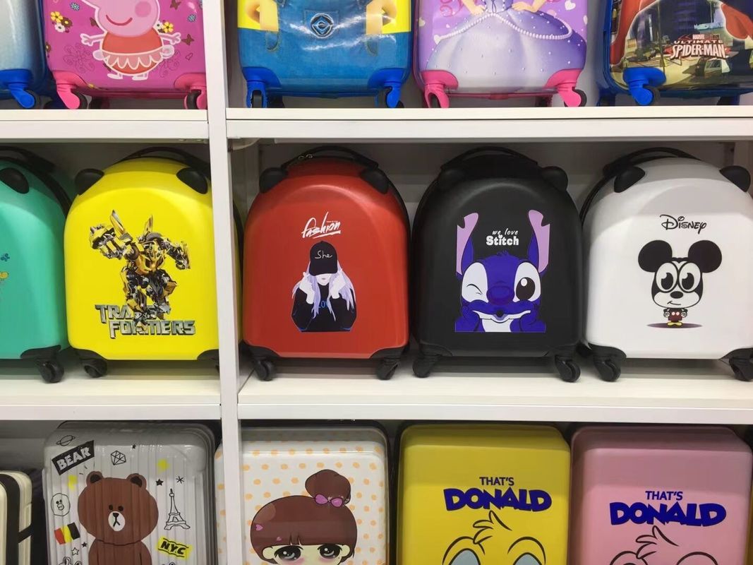 Moda Logotipo personalizado ABS bolsas de equipaje Trolley Case Spinner Rolling Kids Trolley equipaje con 4 ruedas