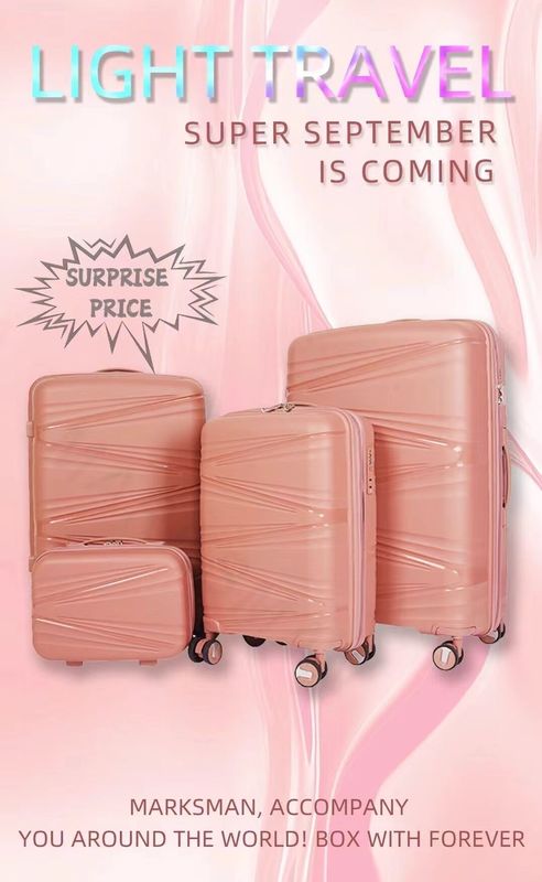 PP equipaje de aceptación personalizado universal rueda y doble cremallera de alta calidad conjuntos de equipaje