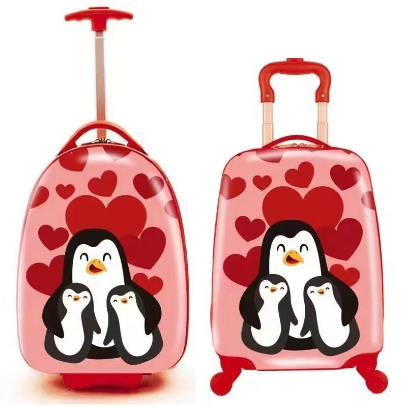 Precio de fábrica 18 pulgadas Niños lindos Niños Animales dibujos animados Maleta de viaje equipaje de lado duro con ruedas giratorias