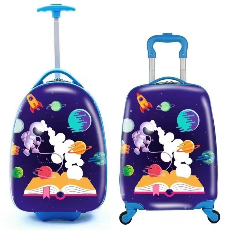 Nuevo diseño de equipaje de mano para niños niños dibujos animados coche de viaje maleta en rueda giratoria cabina bolsas de equipaje rodante