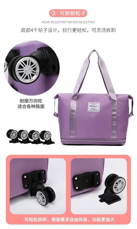 Bolsa de bolsillo de bolsillo plegable expandible impermeable bolsillo seco húmedo organizador de viajes de fin de semana Bolsa de equipaje con ruedas
