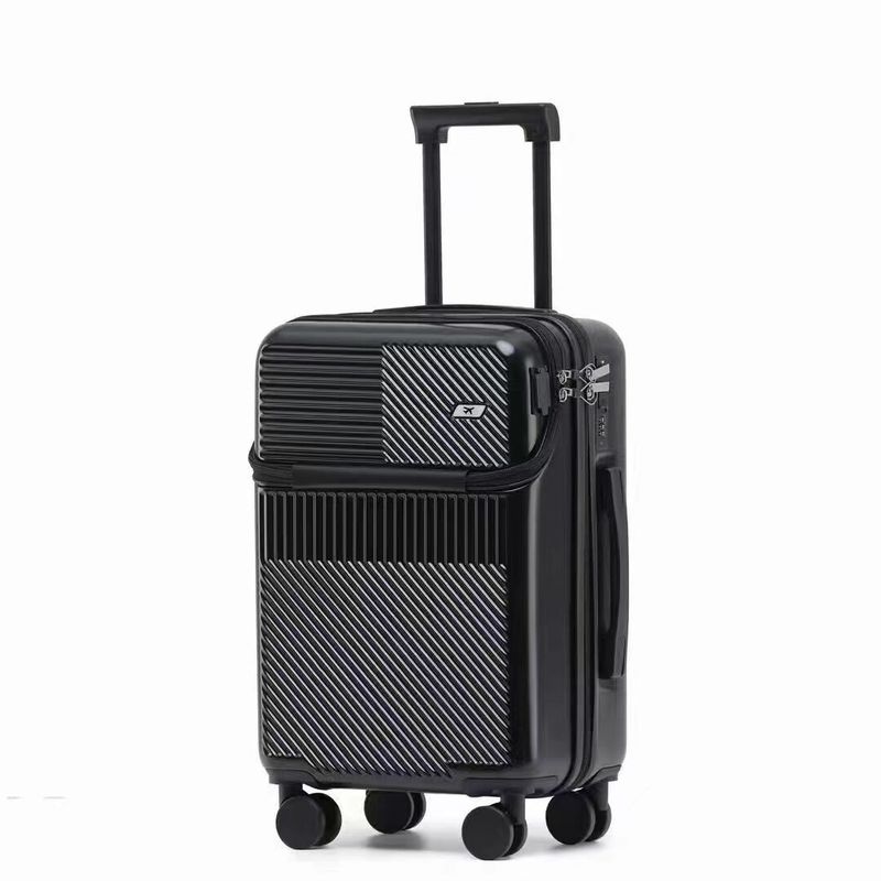 Ruedas El equipaje de apertura frontal 20/24 maleta con ruedas portátil equipaje de viaje teléfono cargador USB