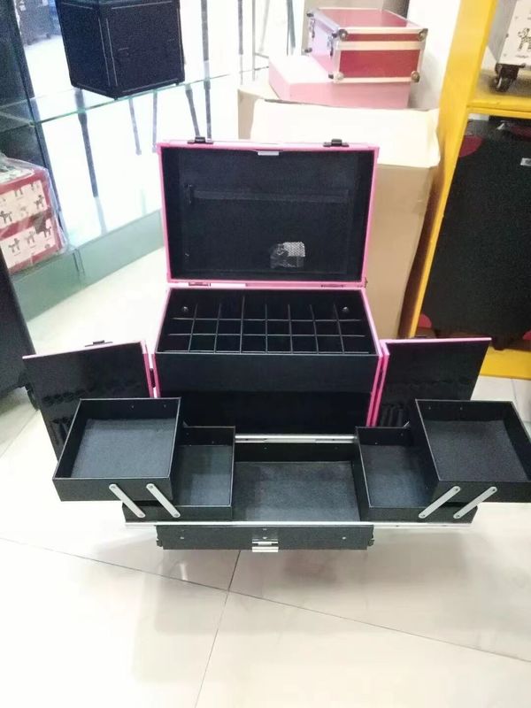 Cuerpo de maquillaje ajustable piernas de pie maleta de trabajo pesado espejo de luz led cosmético rodante 4 ruedas carruaje Cuerpo de maquillaje