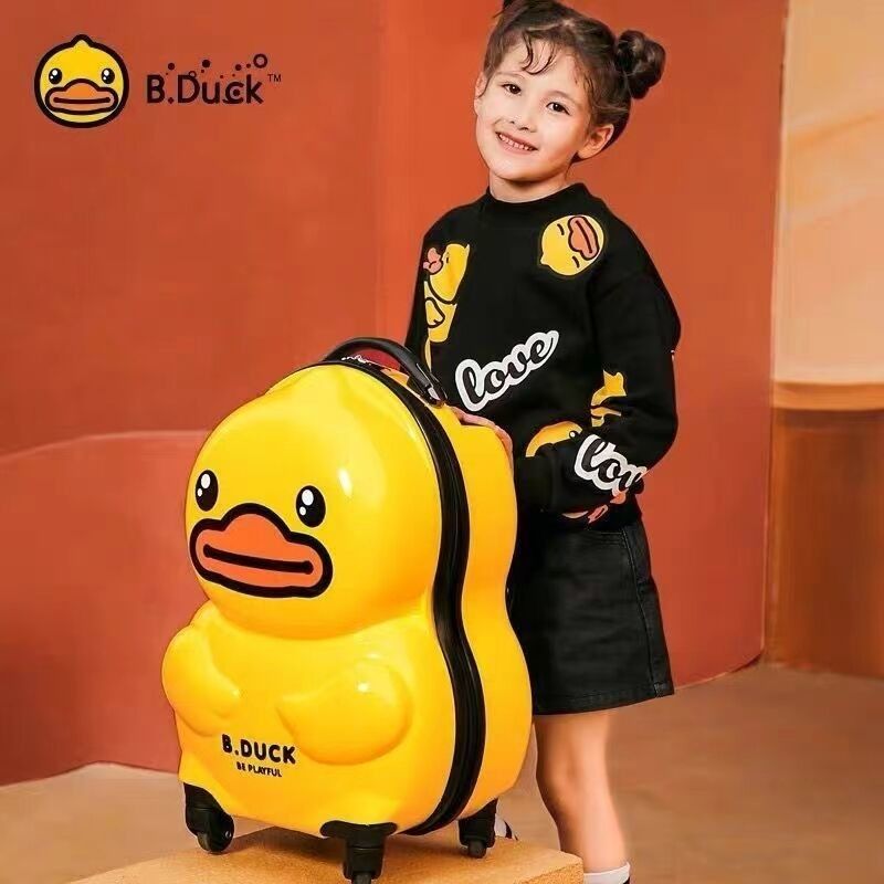 Color amarillo Pato Diseño de animales Niños Tranvía Maleta Bolsa Niños Cartoon Bolsa de equipaje rodante