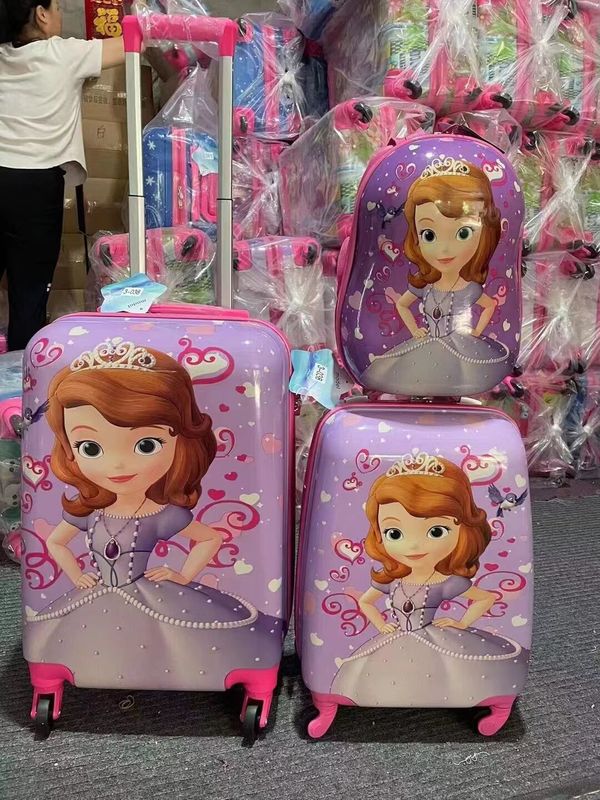 Bolsa de fabricación personalizada de equipaje de los niños Light Trolley Case para estudiantes de escuela de exterior de dibujos animados de viaje