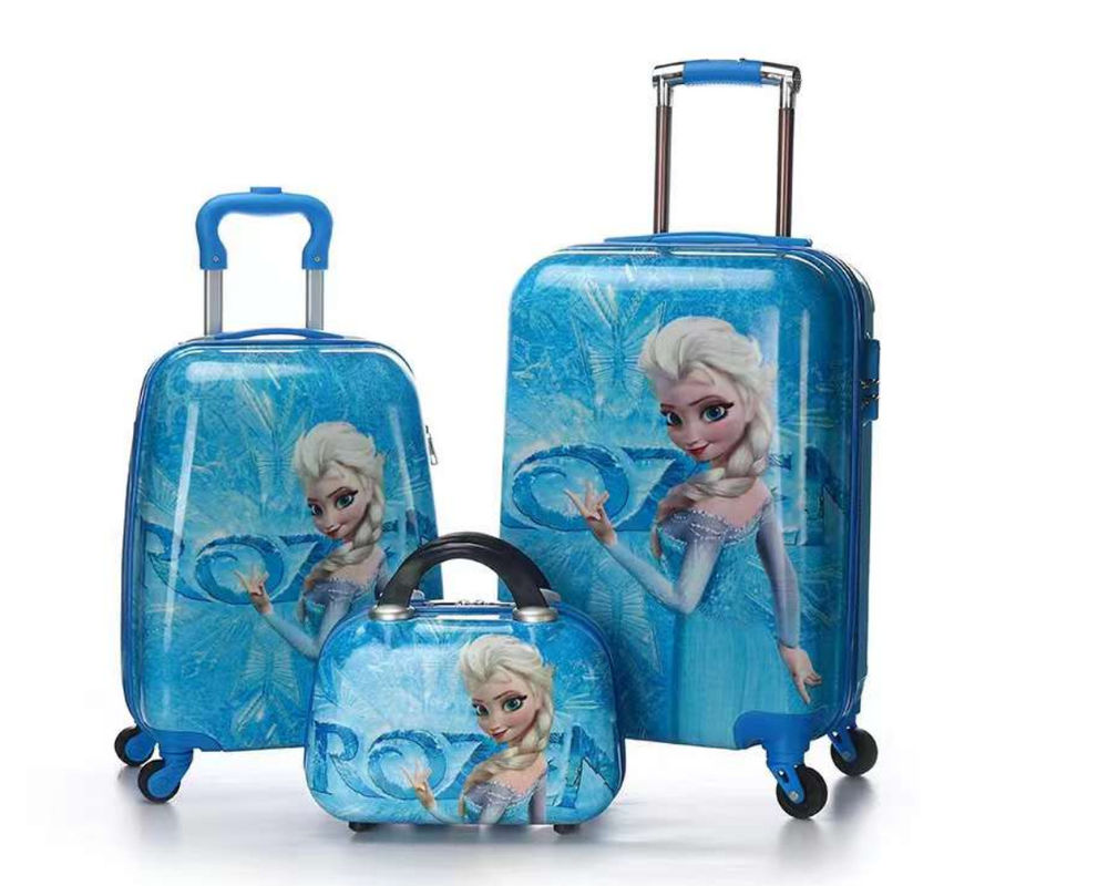 Fabrica OEM transparente claro diseño personalizado dibujos animados diseño de animales ABS PC maletas de viaje niños maletas equipaje