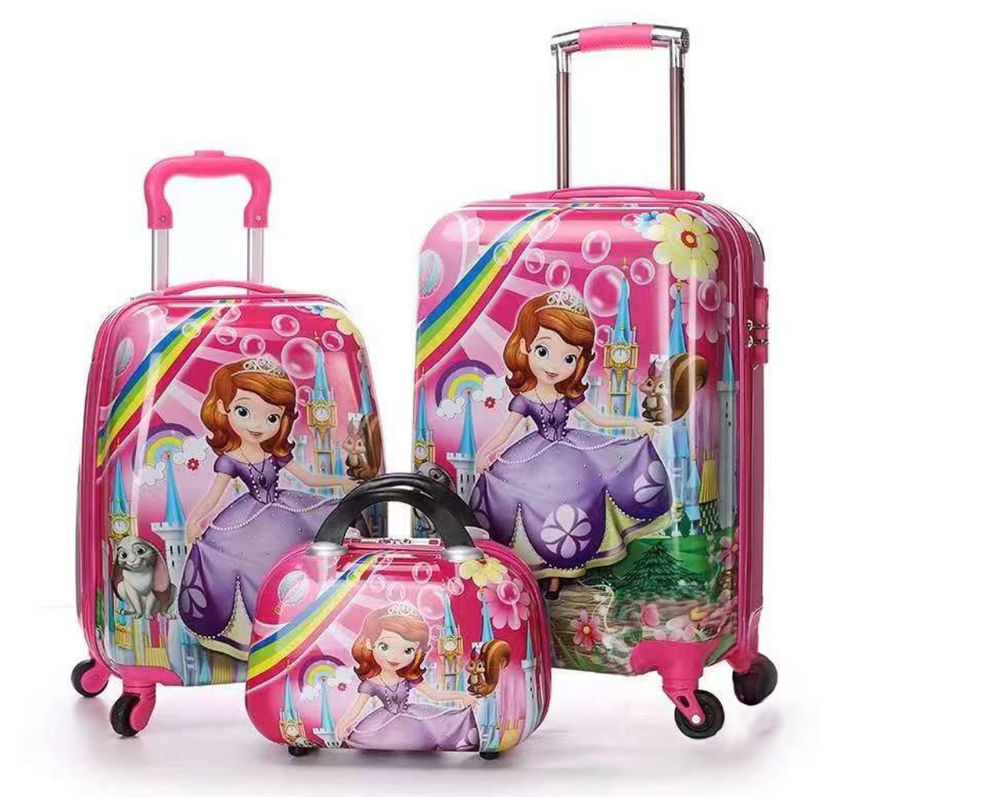 Nueva Imágenes de dibujos animados al por mayor 13 16 20 pulgadas Pc niños equipaje personalizado niños maleta unicornio 3d Impresión niños carrito
