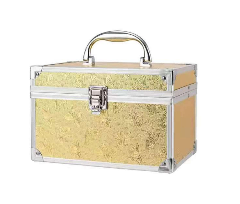 Maquillaje maleta Cosmética caja maquillaje uñas portada mini aluminio duradero diamantes de lujo metal portada cosmética número