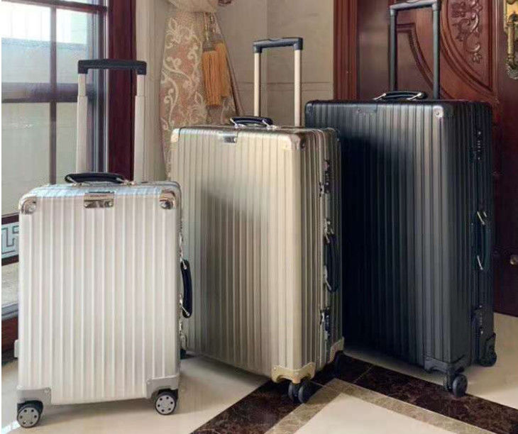 Venta caliente de todo el aluminio de magnesio de aleación Vintage equipaje de viaje Unisex Carry TSA Custom Lock maleta ruedas giratorias Manufa