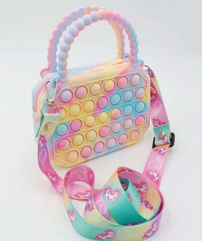 Pop Fidget juguetes de silicona empujar burbuja bolso de cuerpo cruzado sensorial alivio del estrés adultos niños bolso de mano moneda bolso bolso regalos