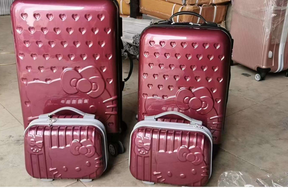 OEM Valija de viaje de color rosa con ruedas giratorias equipaje de patrón personalizado 20 pulgadas de carga en la bolsa Valija ligera