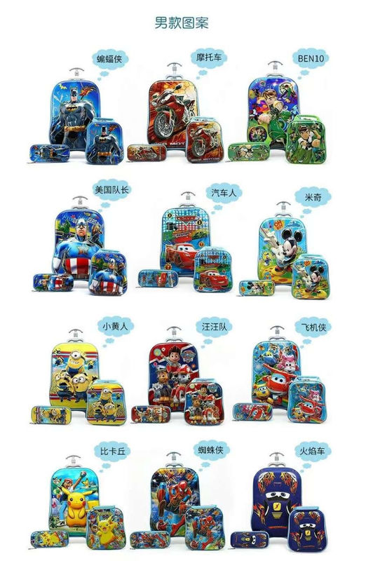 Mariposa Sirena Dinosaurio Astronauta Eva Niño Bolso Escolar Conjunto 3D Carroleta 3 en 1 Cartoons Mujeres Mochila