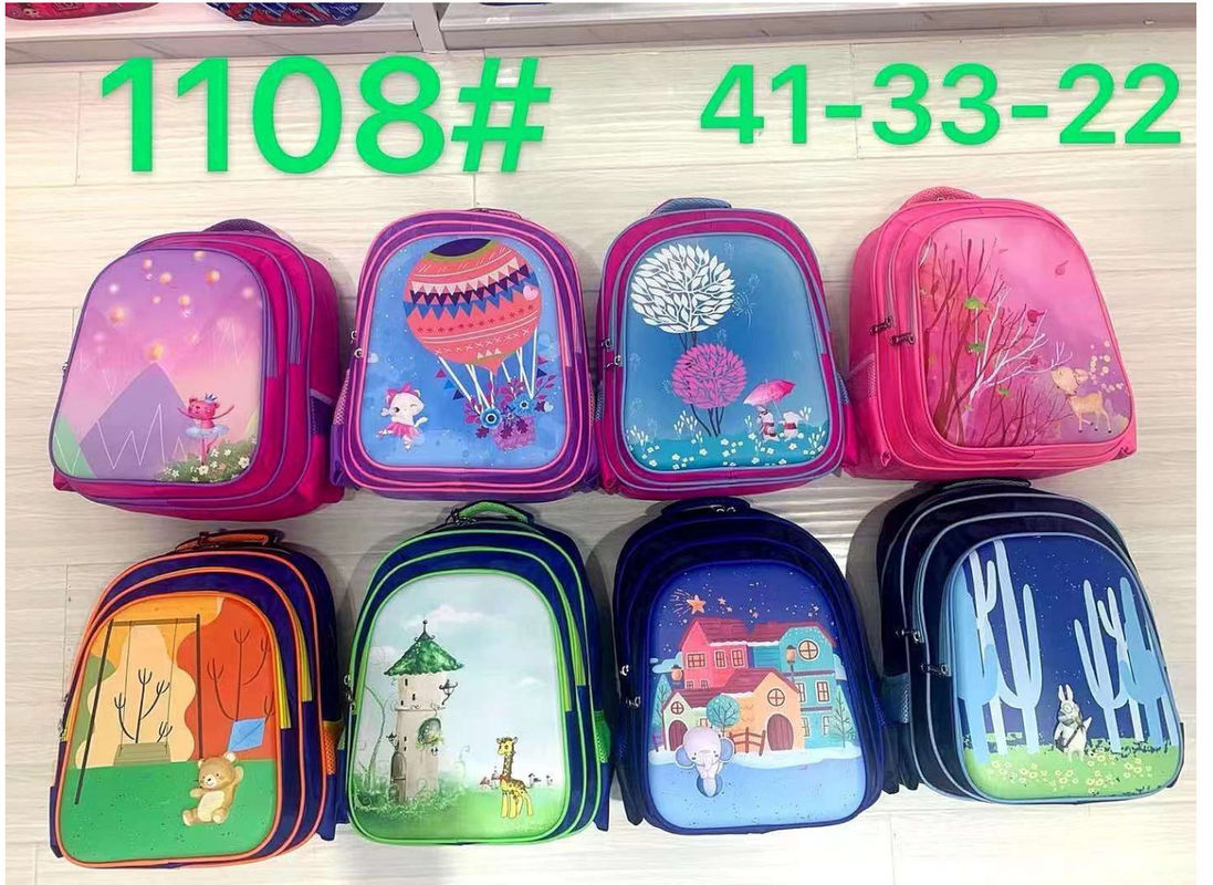 Por mayor personalizado nuevo dibujo animado de marca impresa patrón de los niños bolso lindo de los niños del carrito de la escuela de bolso para niñas
