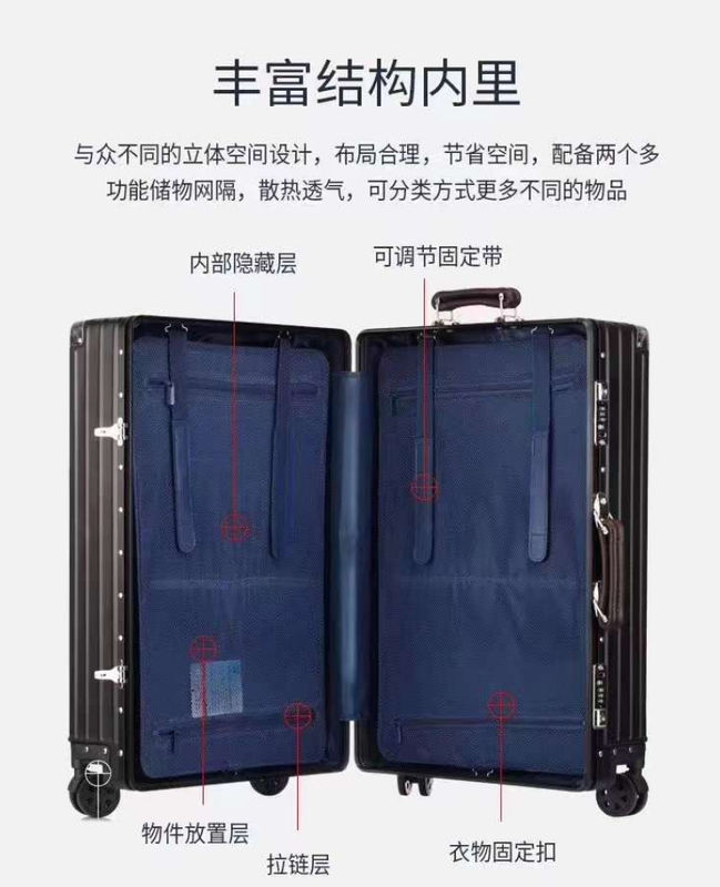 Maleta de aluminio y magnesio unisex de proveedor de Guangzhou, maleta de equipaje grande con mango de metal y contenedor de entrega