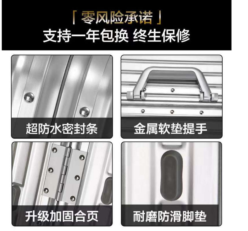 Unisexo Aluminio completo Inodoro Viajes de negocios Equipaje Tranvía Valija Conjunto de girador Equipaje de aluminio Hombres