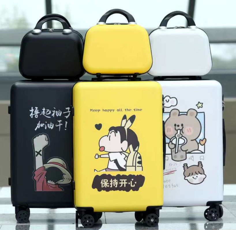 4 ruedas Logotipo personalizado DIY Impresión creativa Bolsa de equipaje de viaje Spinner Cabina ABS PC Tranvía Carry On Logotipo personalizado maletas