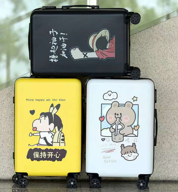 4 ruedas Logotipo personalizado DIY Impresión creativa Bolsa de equipaje de viaje Spinner Cabina ABS PC Tranvía Carry On Logotipo personalizado maletas