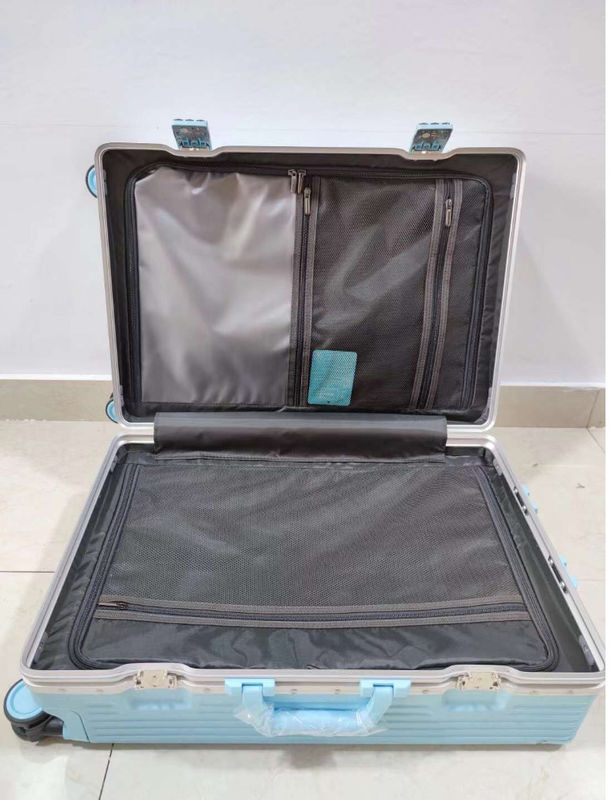 Cuadro de aluminio Equipaje de stock Diseño de moda 6 colores Alta capacidad Venta caliente 3 tamaños ABS + PC Material sin peso duro