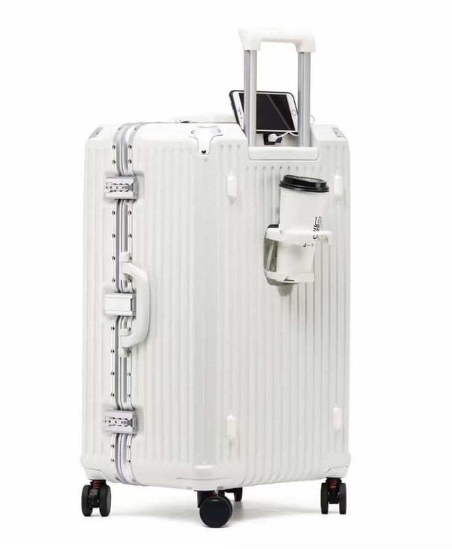 Fabrica de proveedores Multifuncional Cuadro de aluminio Caja de equipaje gancho maletas TSA Cerradura Caja de equipaje con taza de conexión USB
