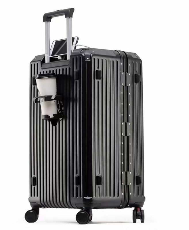 Nueva llegada Vintage Multifuncional Abs de aluminio equipaje de lado duro Casión de carruaje equipaje de viaje maleta con portavasos