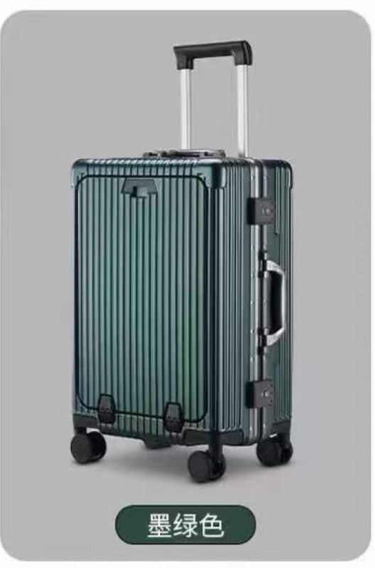 Maleta de 24 pulgadas Frente abierto de aluminio de cáscara dura Con puerto de carga USB TSA bloqueo soporte de taza y soporte de teléfono mediano