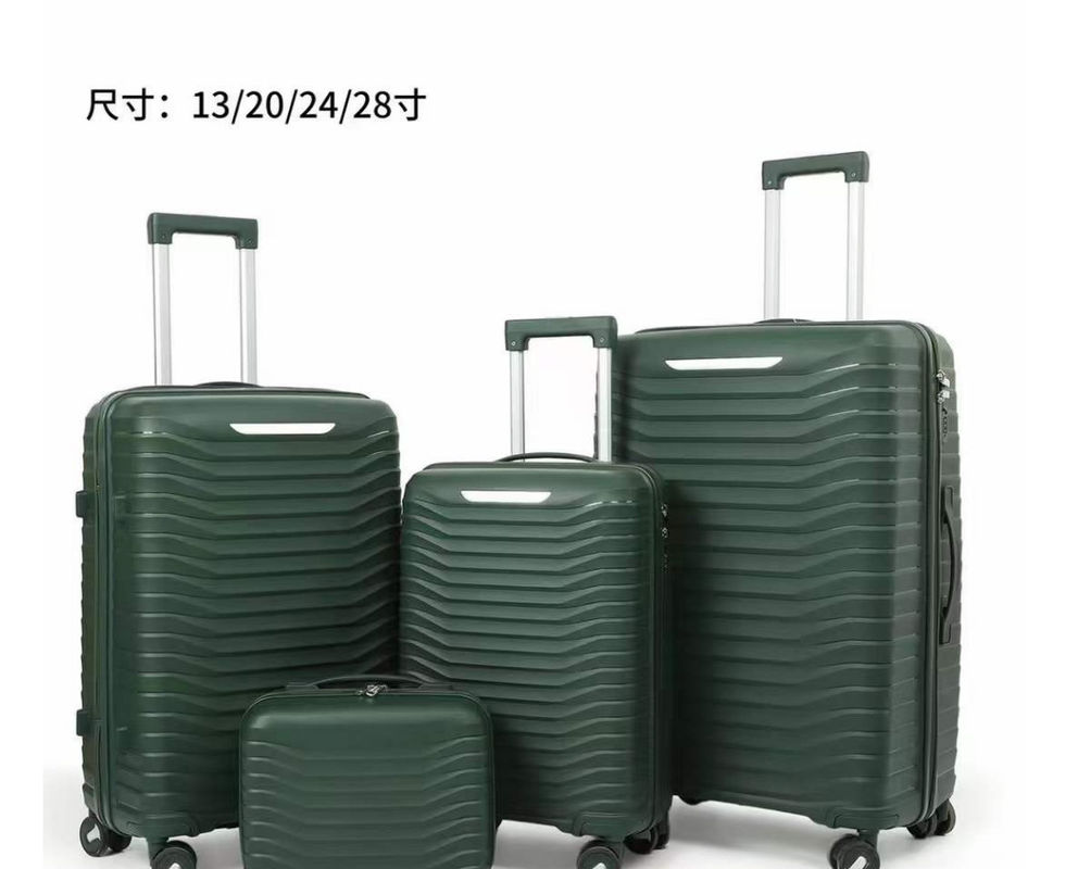 Venta caliente popular maletín de carrito de plástico duradero PP equipaje conjuntos 4pcs conjunto de maletas de carrito con ruedas giratorias para hombres