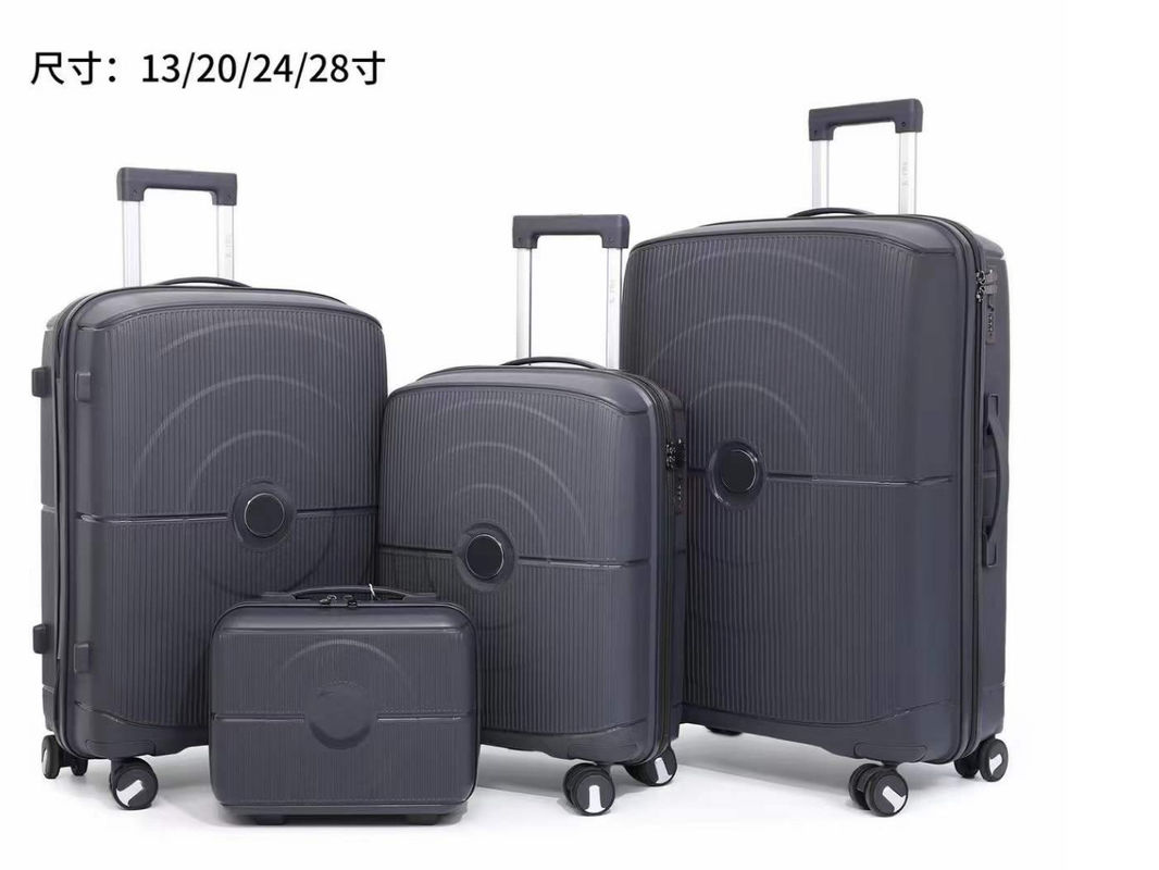 Conjunto de 4 piezas de maletas ligeras de mano TSA Con cerradura de material PP anti-rasguño Extensible 20 24 28 pulgadas de equipaje