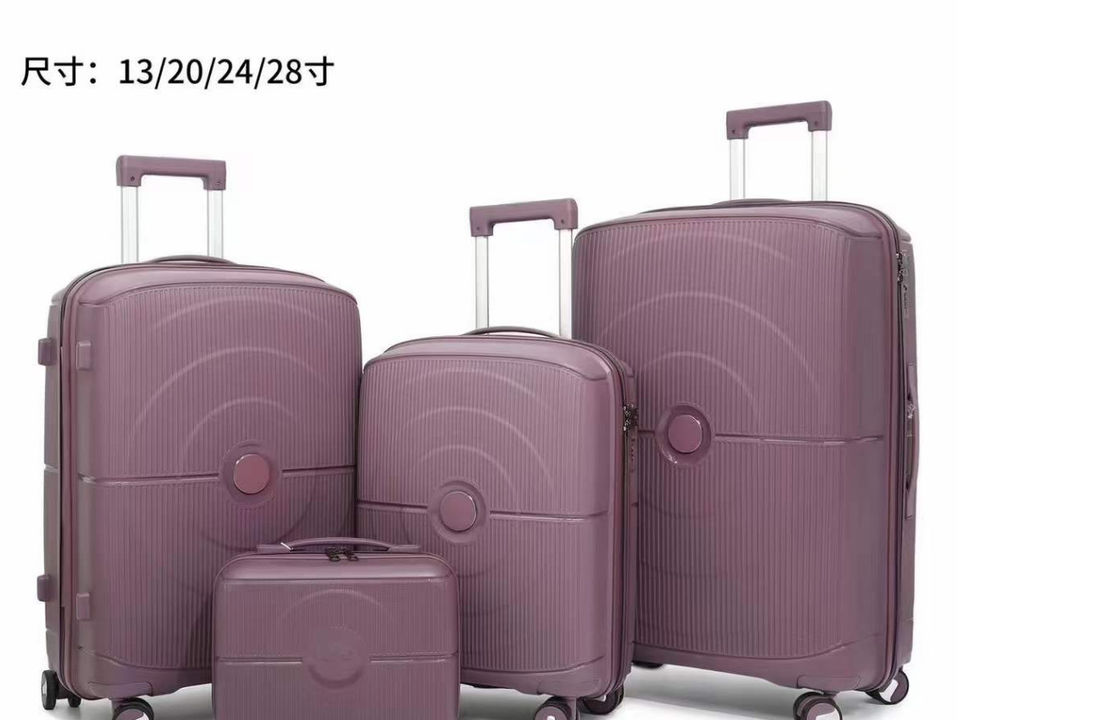 Conjunto de 4 piezas de maletas ligeras con girador TSA Con cerradura de material PP anti-rasguño Extensible 20 24 28 pulgadas