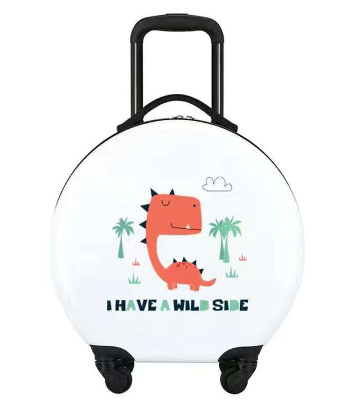 Diseño de moda personalizado forma redonda niños 18 pulgadas bolsas de carrito niños lindos equipaje de viaje para niños
