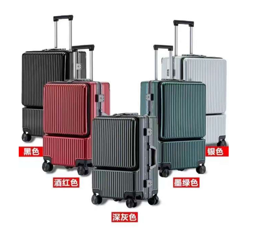 Trolley giratorio para el equipaje con cerraduras TSA Negro, verde oscuro, rojo, maleta portátil de 20 pulgadas, PC de lado duro con puck frontal