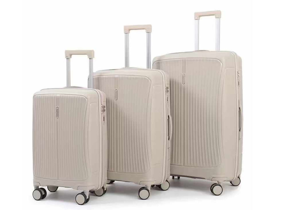Peso ligero Difícil mejor maleta 3 piezas 20 24 28 pulgadas Color de juego Nuevo material de PP Carry On equipaje barato Conjunto para viajes